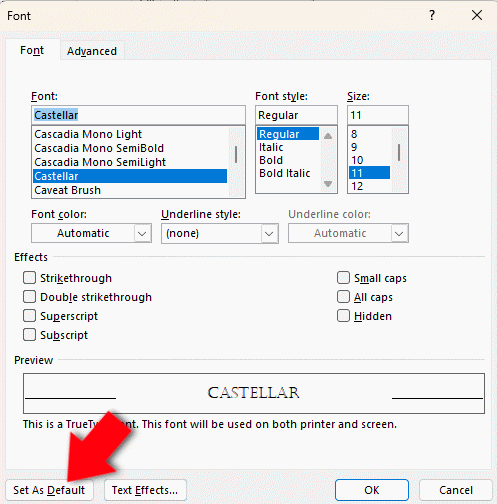 Set the default font